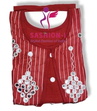 Gorgeous Stitched Kurti with Mirror Work - Coffee Brown, Red, Green & Black